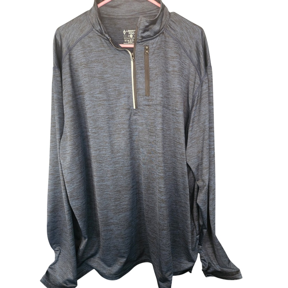 Liberty Pro Mens 3XL Quarter Zip Pullover Blue Space Dye Heather Active Top